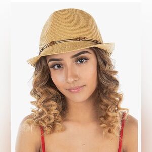 C.C Fedora Hat with Brown Leather Band